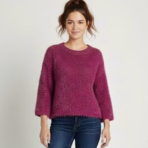 Vintage Y2K Magenta Purple Eyelash Textured Pullover Sweater - Medium